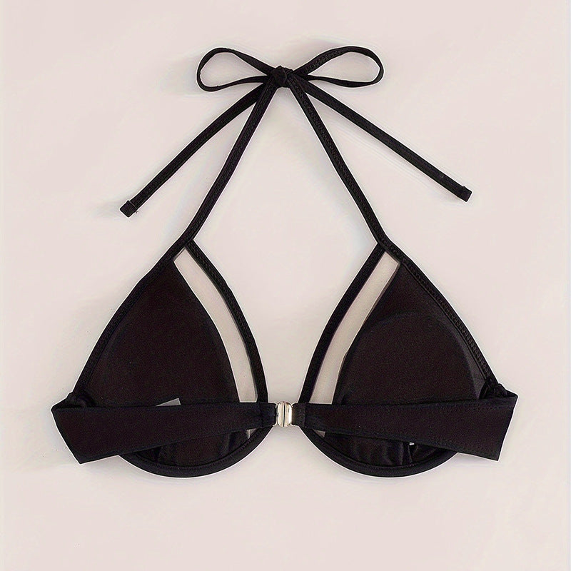 Damen Triangel-Bikini mit transparenten Einsätzen und elegantem Bündchen R&B