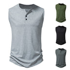 Herren ärmelloses Henley-Shirt mit modernem Knopfdesign
