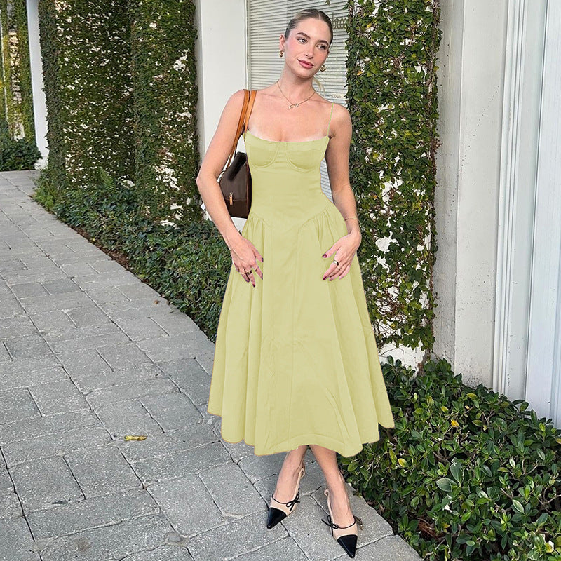 Damen Maxi-Kleid mit elegantem Bustier-Oberteil und fließendem Rock R&B