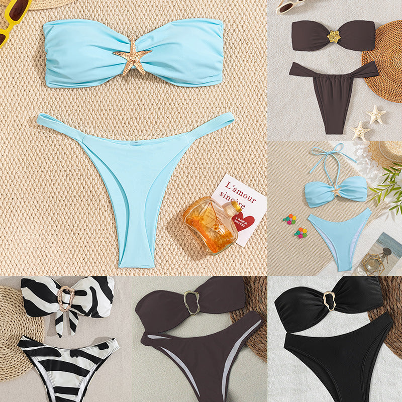 Damen Bandeau-Bikini mit elegantem Verschluss und modischem Design R&B
