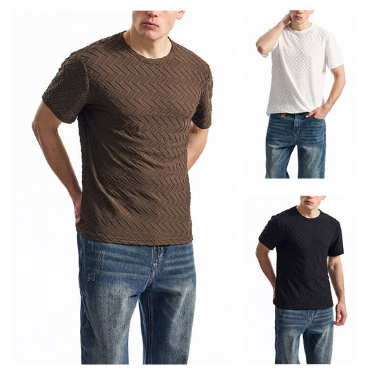 Herren T-Shirt mit strukturiertem Muster und lässiger Passform R&B
