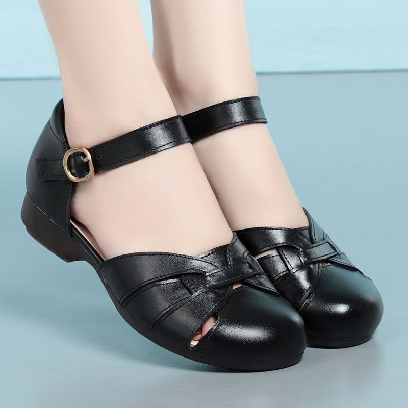 Damen Ballerinas mit offenem Zeh und verstellbarem Riemen R&B