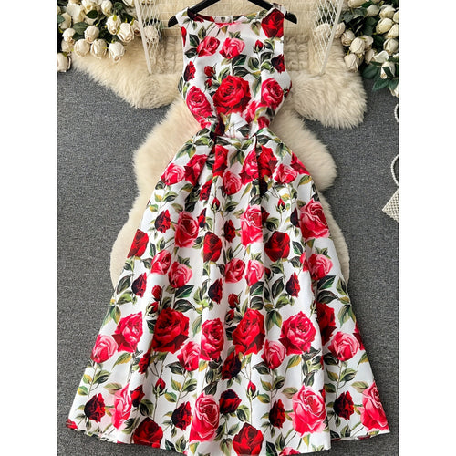 Damen A-Linien Kleid mit floralen Mustern und schwingendem Saum R&B