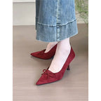 Damen spitze Pumps mit zarter Schleifenverzierung R&B