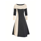 Damen Kleid mit asymmetrischem Schnitt und strukturiertem Kragen