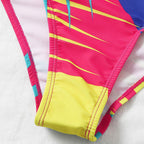 Damen Langärmliger Badeanzug mit Reißverschluss und trendigem geometrischem Design R&B