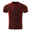 Damen nan schimmerndes Kurzarmshirt mit hohem Rundhalsausschnitt und strukturierter Animal-Print-Optik R&B