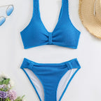 Damen Strandbikini-Set mit stylischem Wellenmuster R&B