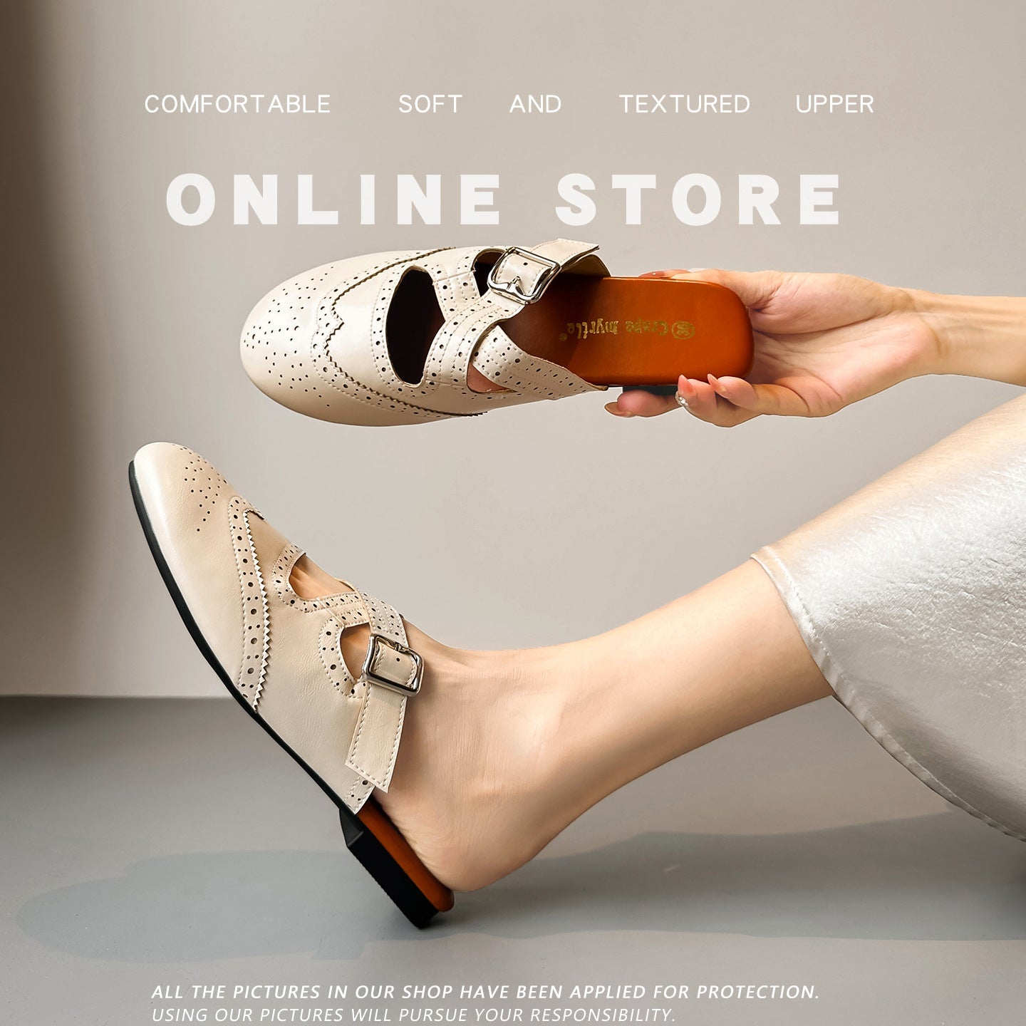Damen modische Slipper mit elegantem Riemchen R&B