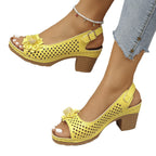 Damen Slingback-Pantoletten mit floralen Lochmustern und komfortablem Blockabsatz R&B