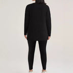 Damen gemütliches Strickensemble mit feiner Rippenstruktur und lässigem Schnitt R&B