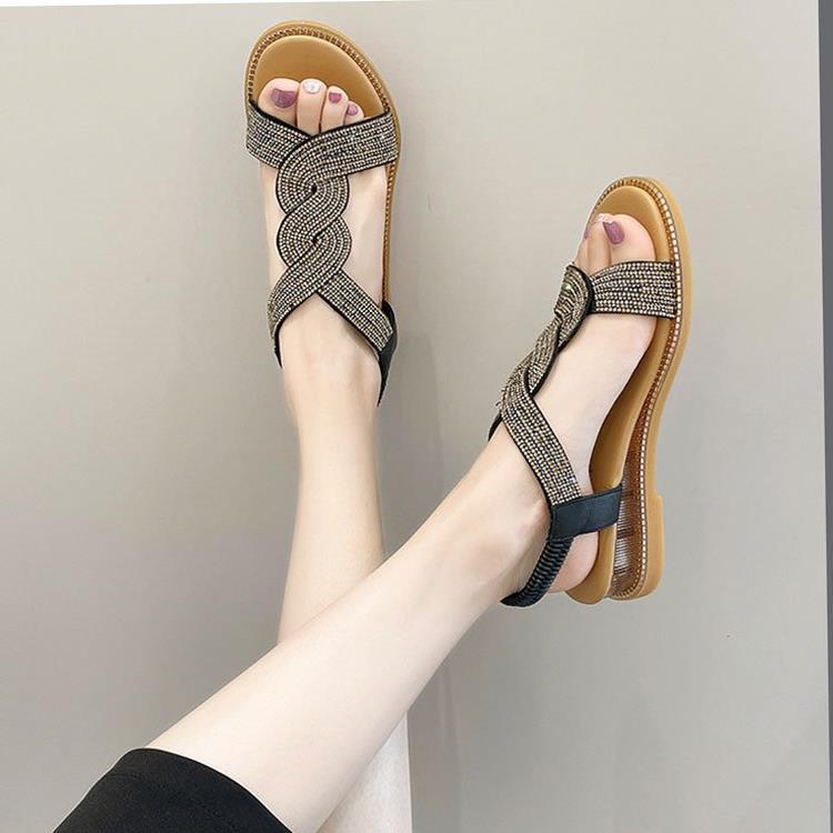 Damen modische Riemchen-Sandalen mit funkelnden Verzierungen R&B