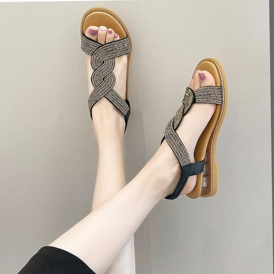 Damen modische Riemchen-Sandalen mit funkelnden Verzierungen R&B