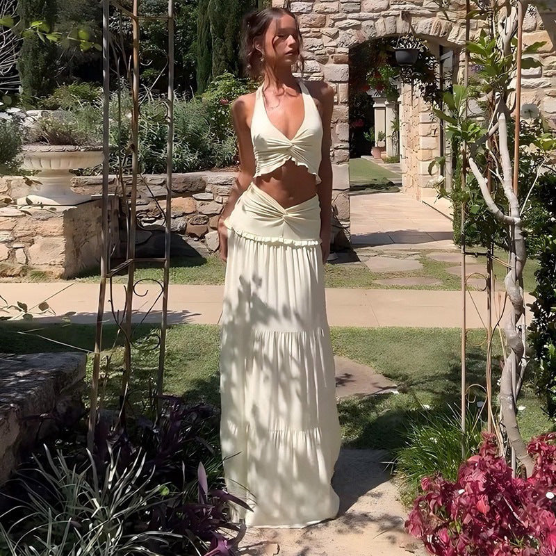 Damen Maxikleid mit verspieltem Cut-Out und Rüschendetails R&B