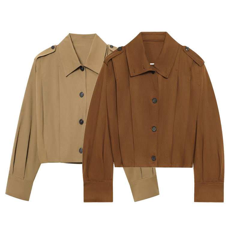 Damen cropped Jacke mit dekorativen Knopfdetails und eleganter Schnittführung R&B