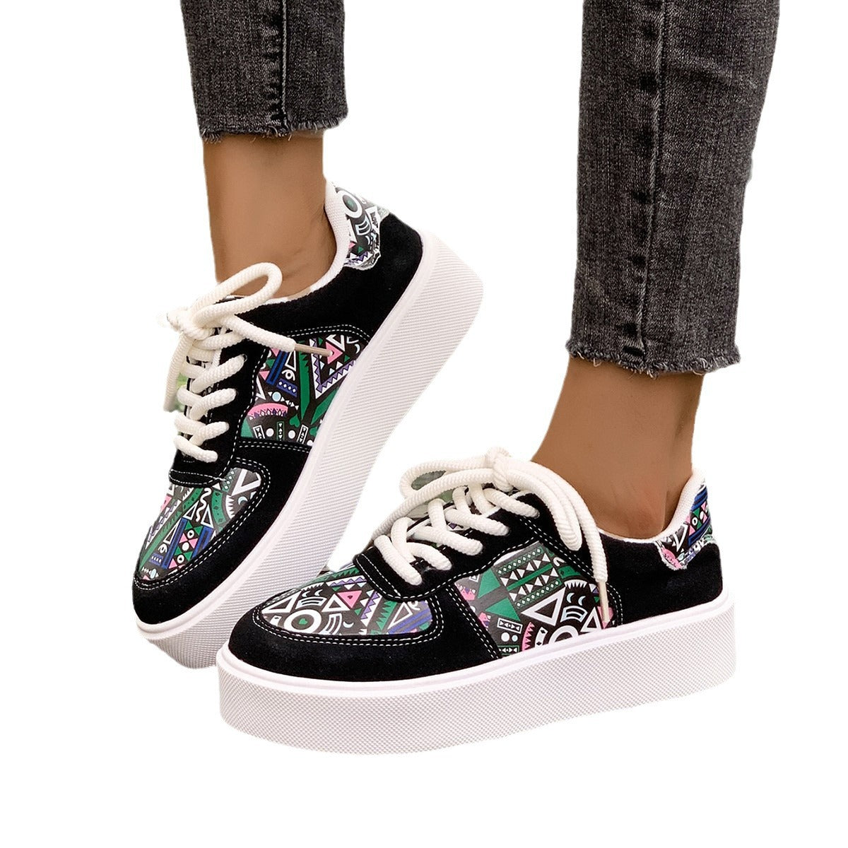 Damen modische Plateau-Sneaker mit auffälligem Design R&B