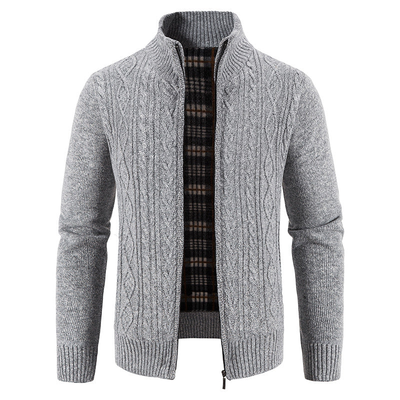 Herren Strickjacke mit hochschließendem Kragen und strukturiertem Design R&B