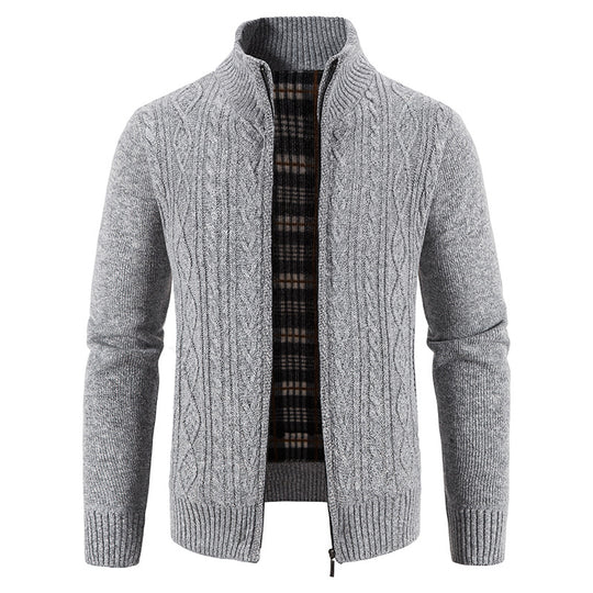 Herren Strickjacke mit hochschließendem Kragen und strukturiertem Design R&B