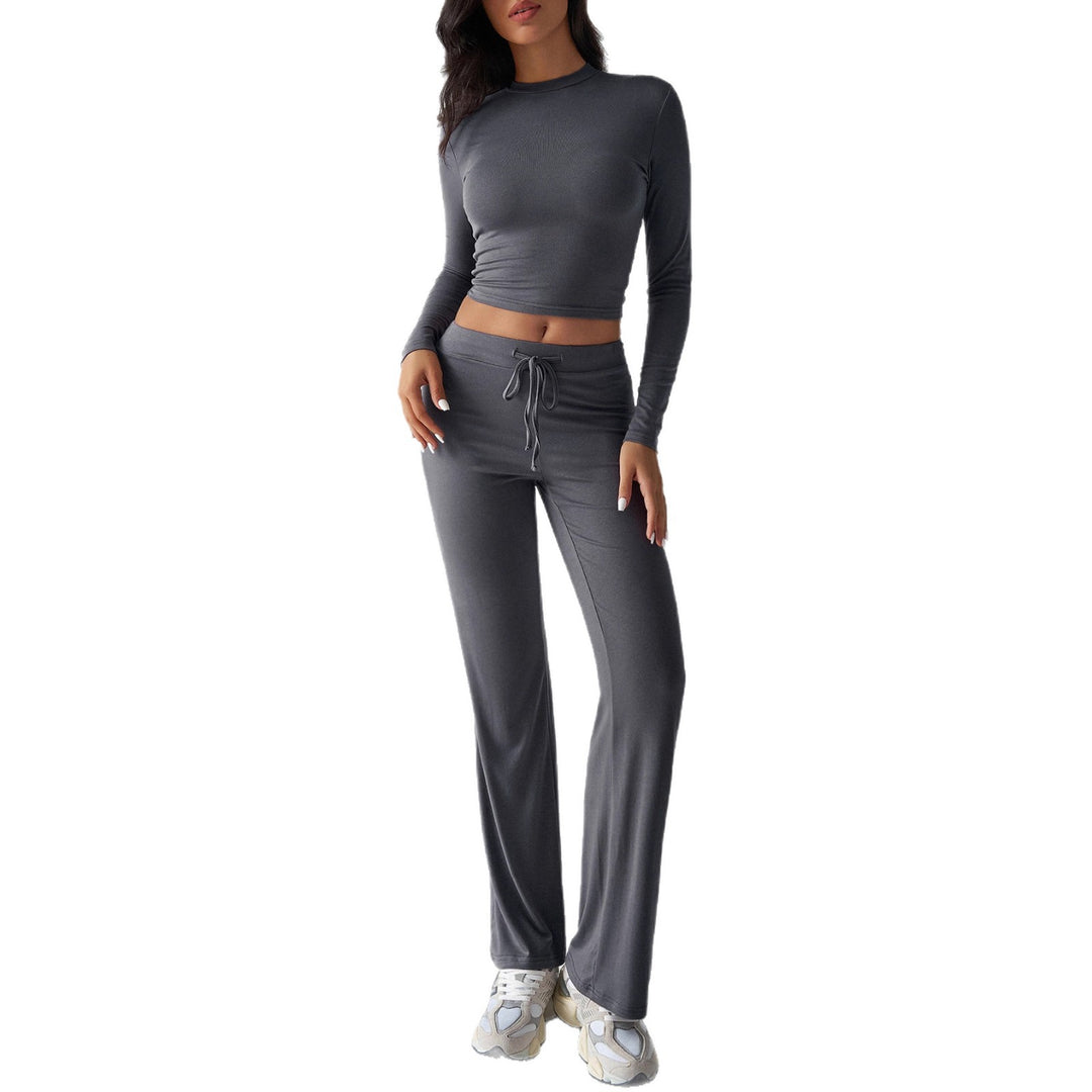 Damen Sportliches Lounge-Set mit langärmeligem Oberteil und weitem Hosenbein R&B