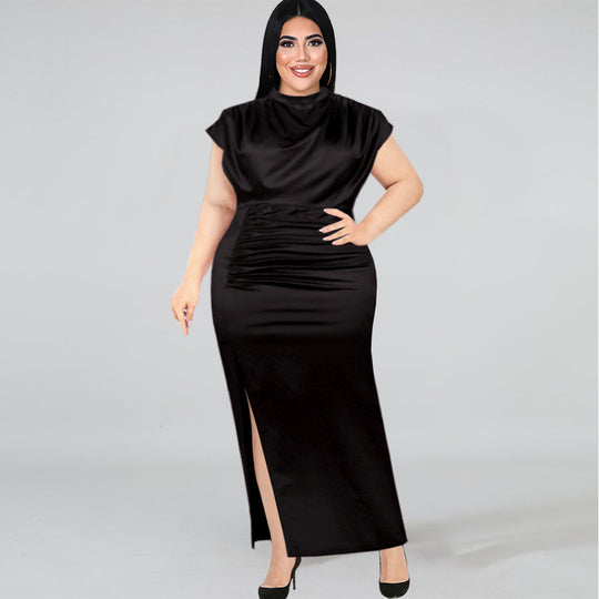 Damen Maxikleid mit elegantem V-Ausschnitt und schickem Schlitz R&B