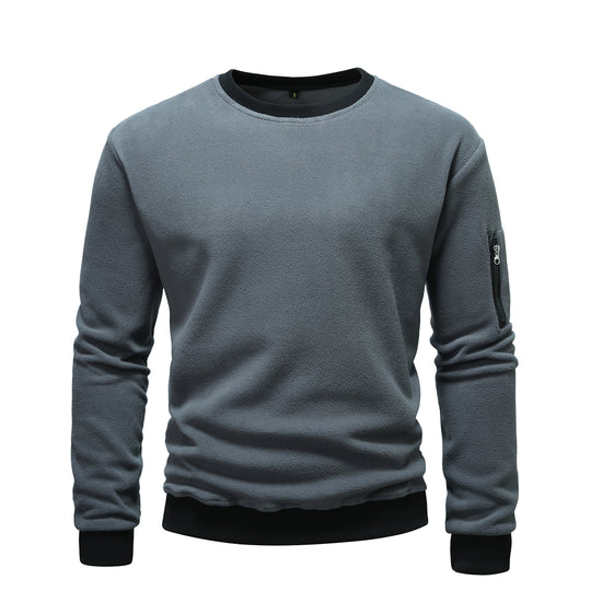 Herren kuscheliger Fleece-Pullover mit Reißverschlusstasche R&B