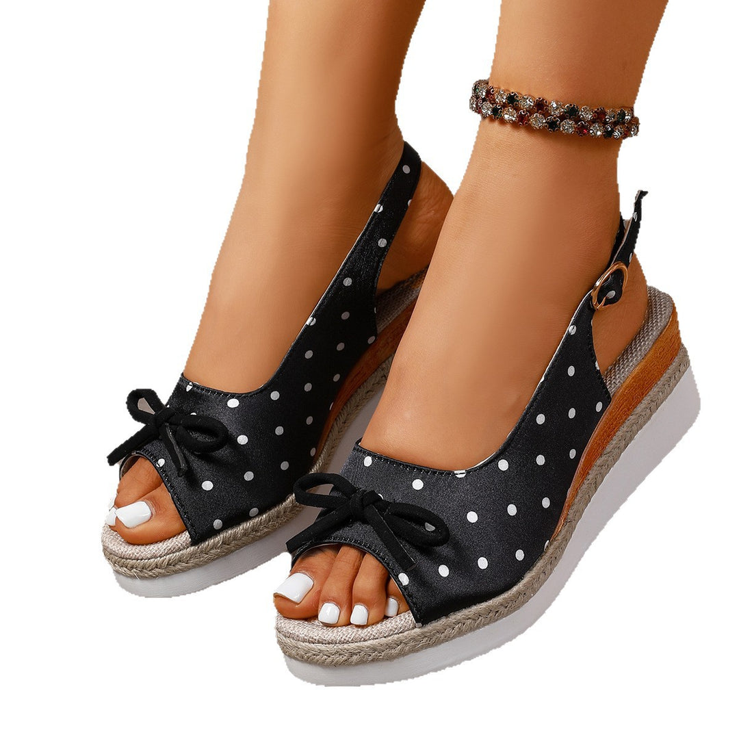 Damen Sling-Sandalen mit elegantem Punktmuster und dekorativer Schleife R&B