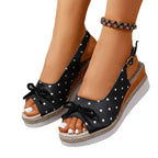 Damen Sling-Sandalen mit elegantem Punktmuster und dekorativer Schleife R&B