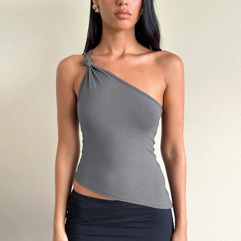 Damen asymmetrisches Trägershirt mit Knotendetail R&B
