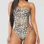 Damen Einteiliger Badeanzug mit auffälligem Animal-Print und seitlichen Cut-Outs R&B