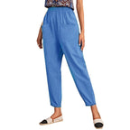 Damen Trendige Leinenhose mit elastischem Bund und praktischen Taschen R&B
