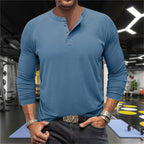 Herren Langarm-Henley-Shirt aus atmungsaktiver Baumwollmischung R&B