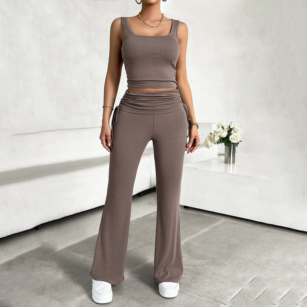 Damen funktionale Kombination aus ärmellosem Top und fließenden Hose R&B