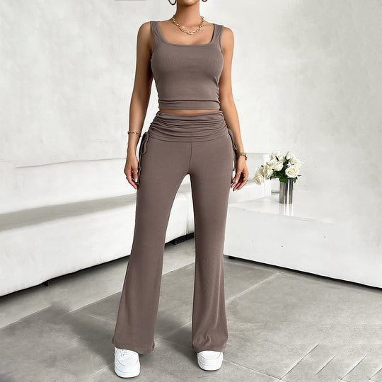 Damen funktionale Kombination aus ärmellosem Top und fließenden Hose R&B