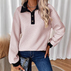 Damen stylischer und bequemer Sweatshirt mit Kragen R&B