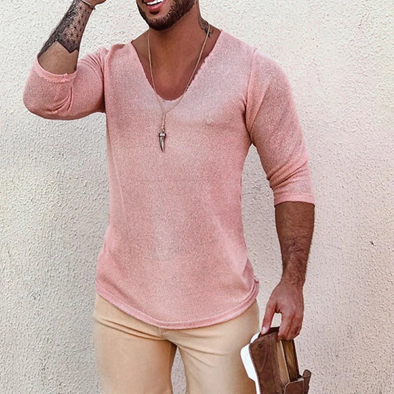 Herren V-Ausschnitt Shirt mit innovativem Strukturdesign R&B