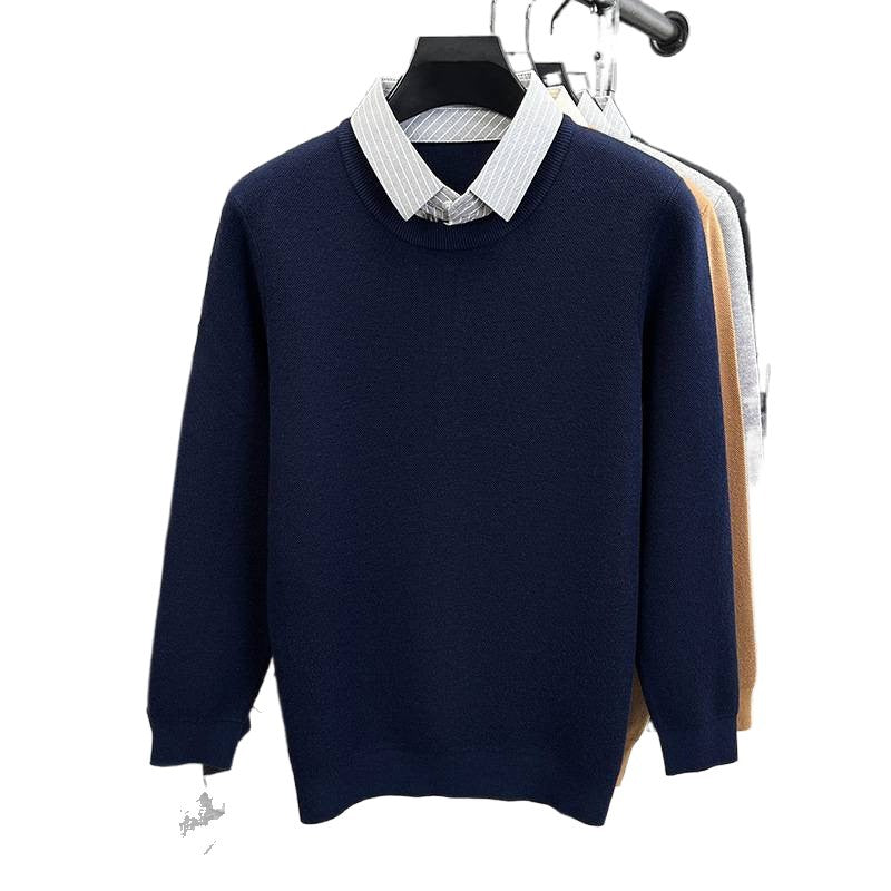 Damen Strickpullover mit integriertem Hemdkragen R&B