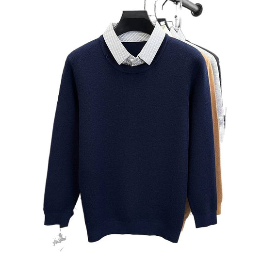 Damen Strickpullover mit integriertem Hemdkragen R&B