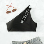 Damen Cropped Badeoberteil mit asymmetrischem Design und elegantem Cut-Out