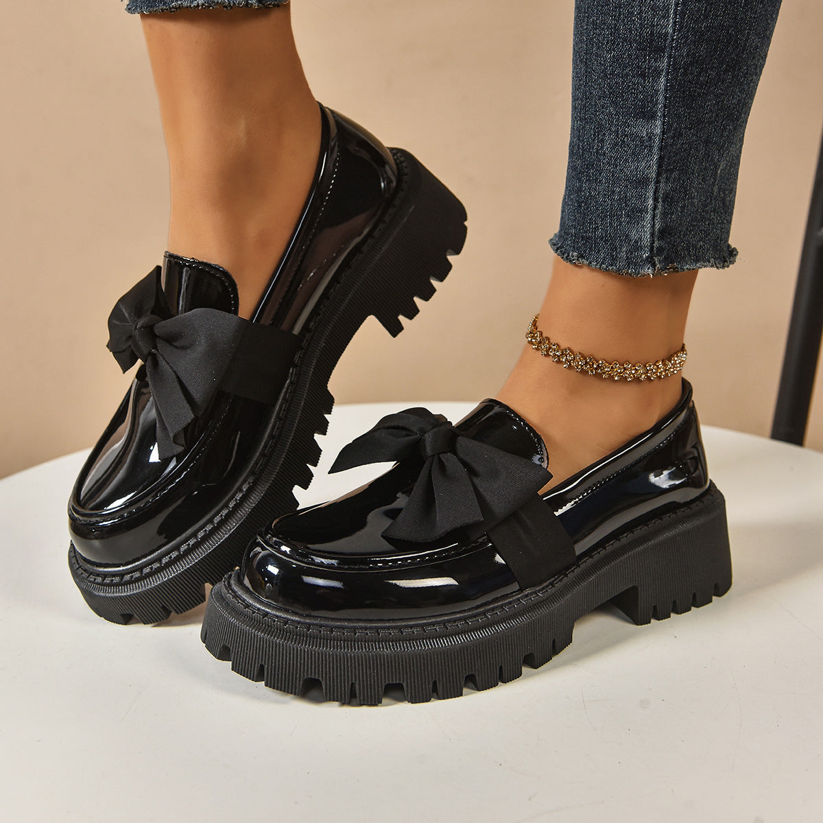 Damen modische Ballerinas mit dekorativer Schleifenverzierung und rutschfester Sohle R&B