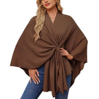 Damen Eleganter Wickelpullover mit asymmetrischem Schnitt R&B