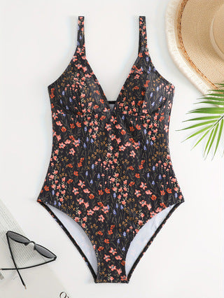 Damen eleganter und figurbetonter Badeanzug mit floralem Design R&B
