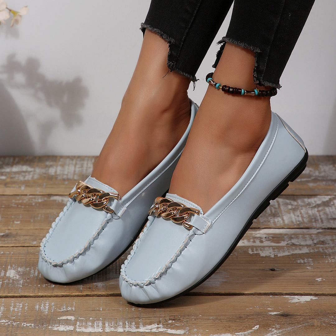 Damen Mokassin-Slipper mit elegantem Ketten-Detail R&B