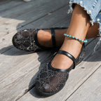 Damen elegante Ballerinas mit floralen Applikationen und rutschfester Sohle R&B