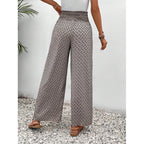 Damen weite Palazzo-Hose mit elastischem Bund und angesagtem Muster R&B
