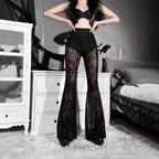 Damen Elegante Spitzenhose mit hohem Bund und geschmackvollem Muster EB