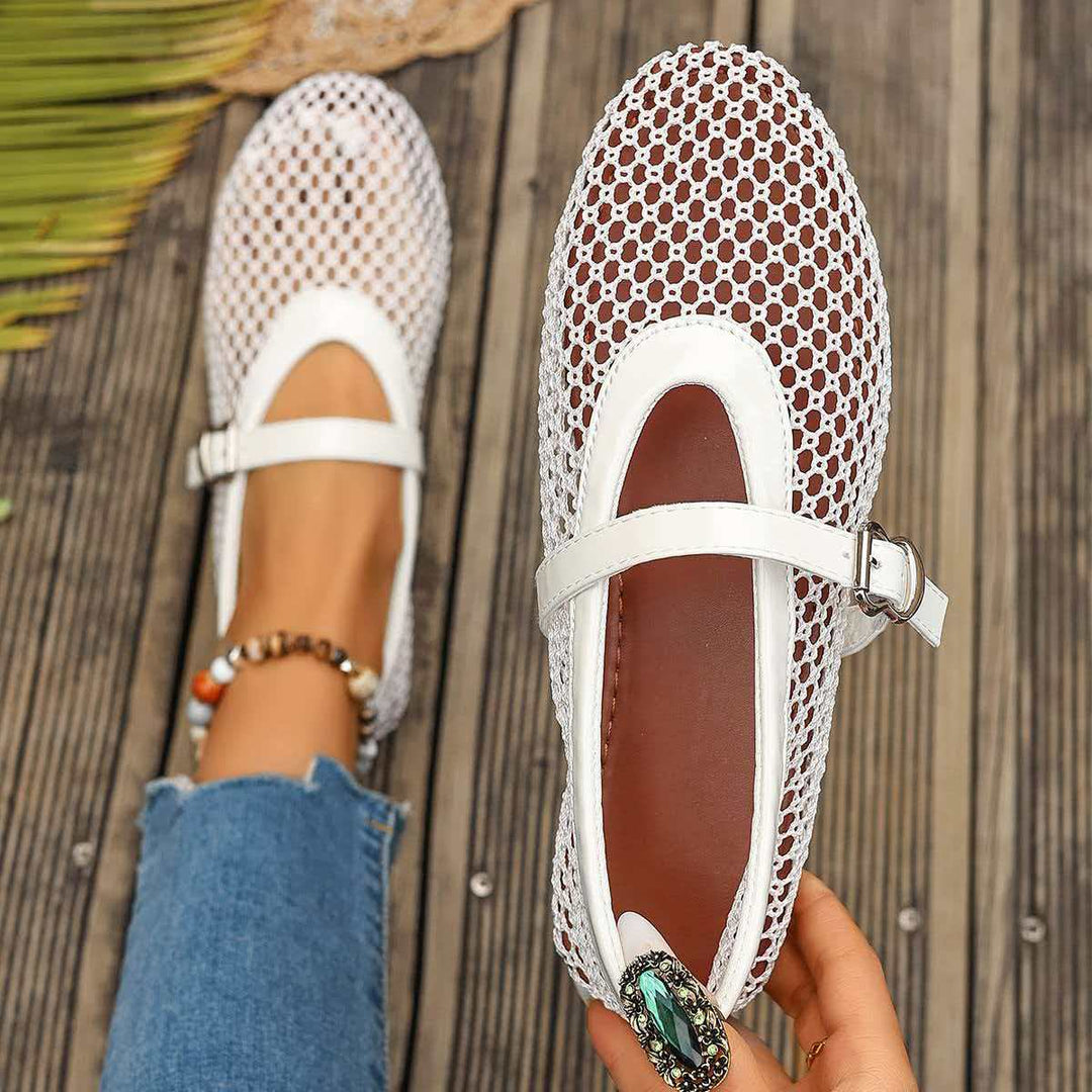 Damen elegante Freizeitschuhe mit Netzdesign und verstellbarem Riemen R&B