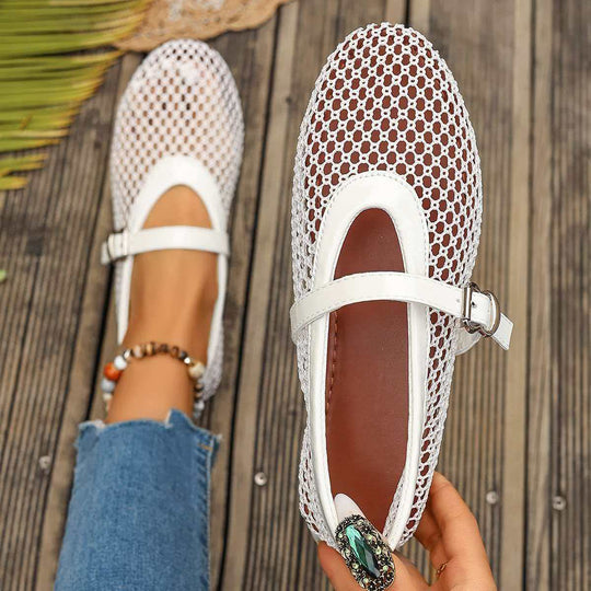 Damen elegante Freizeitschuhe mit Netzdesign und verstellbarem Riemen R&B