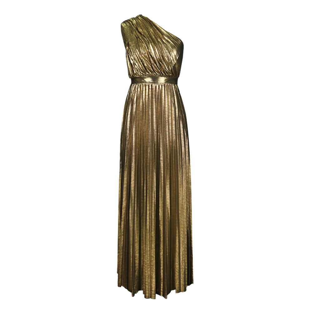 Damen plissiertes Abendkleid mit schimmerndem Oberteil R&B
