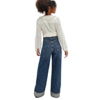 Damen Weite Jeans mit modischen Saumdetails