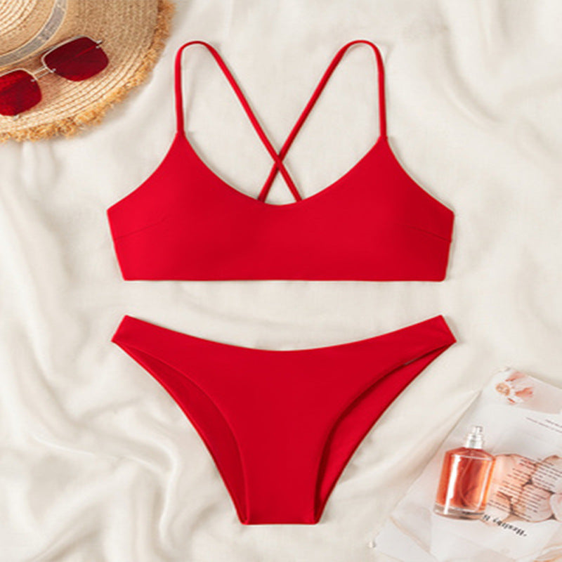 Damen Bikinis mit tiefem V-Ausschnitt und verstellbaren Kreuzträgern R&B